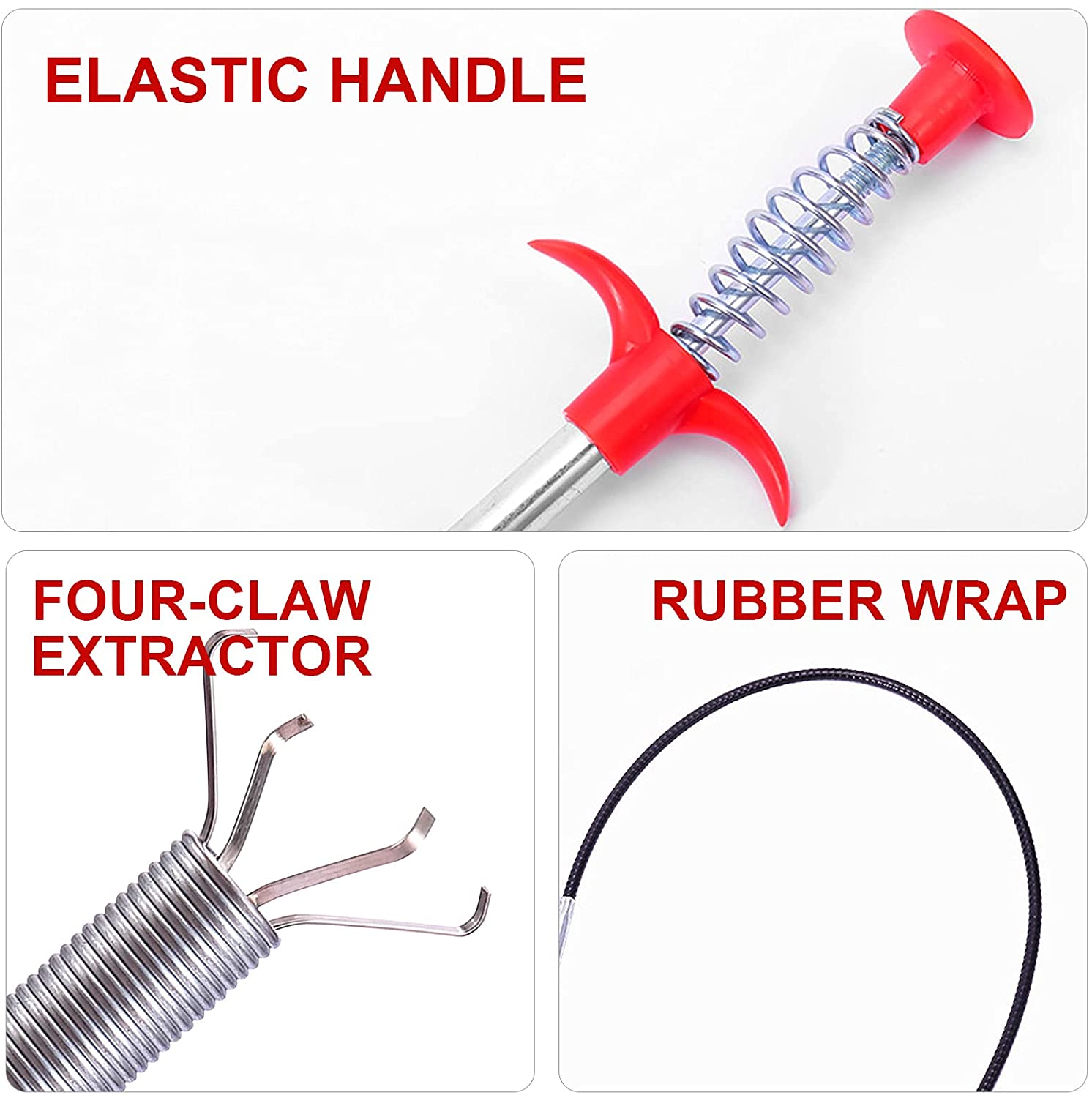 1628 Multifunctional Cleaning Claw Pilpe Cleaner Drainage Block Remover Drain Spring Pipe Dredging Tool, Drain Cleaning Tool for Hair Drain Drain Cleaner Sticks drain pipe clearer (290 Cm) 1628 Multifunctional Cleaning Claw Pilpe Cleaner Drainage Block Remover Drain Spring Pipe Dredging Tool, Drain Cleaning Tool for Hair Drain Drain Cleaner Sticks drain pipe clearer (290 Cm)